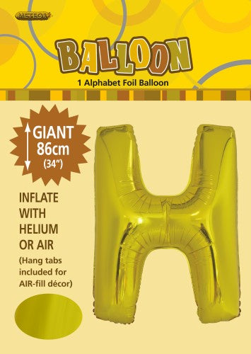 Gold "H" Alphabet Foil Balloon 86cm (34")
